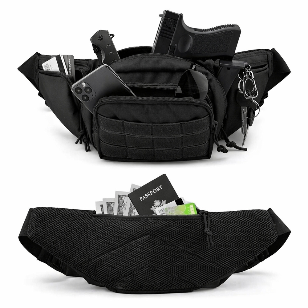Tactical Waist Bag Concealed Gun Carry Pouch Military Pistol Holster Fanny Pack - Picture 3 of 11